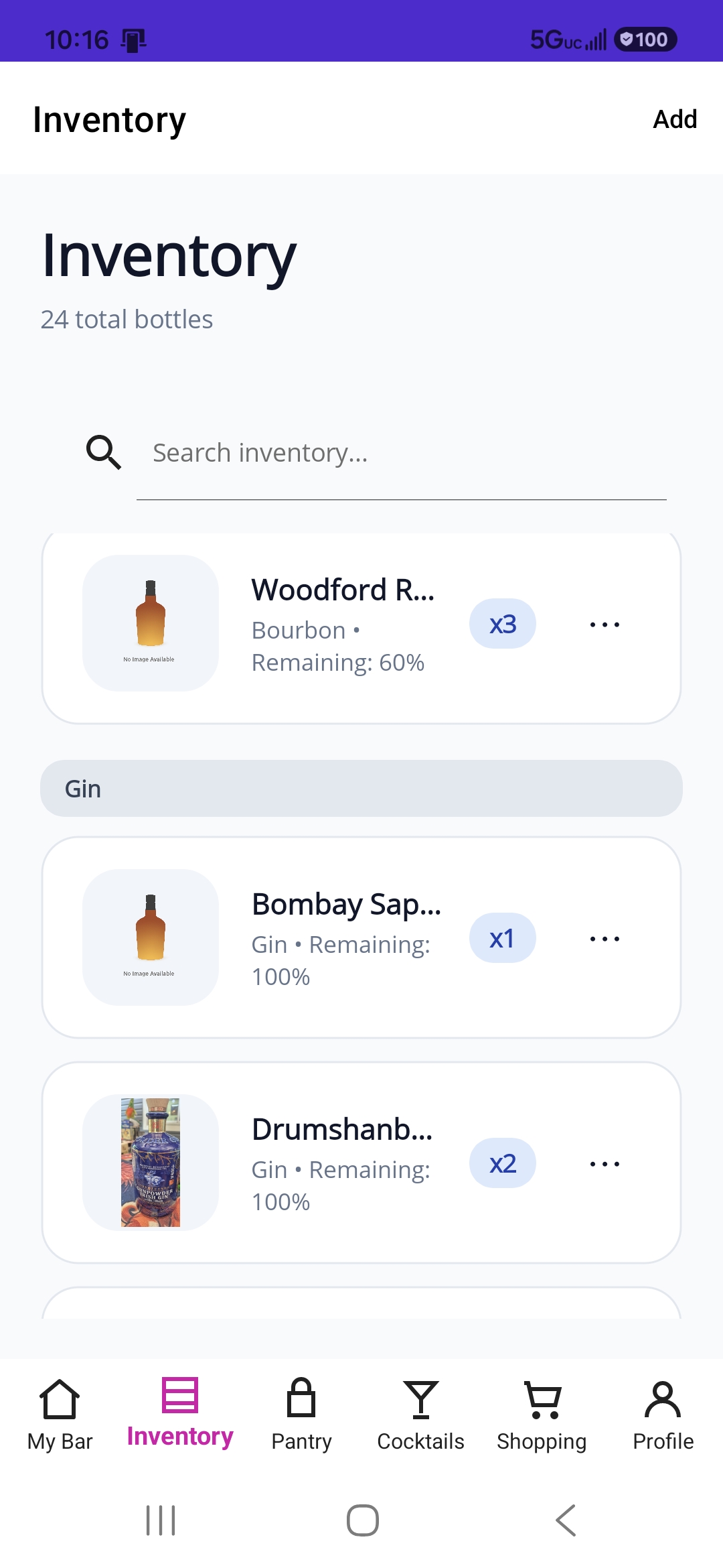 PourIQ inventory screenshot