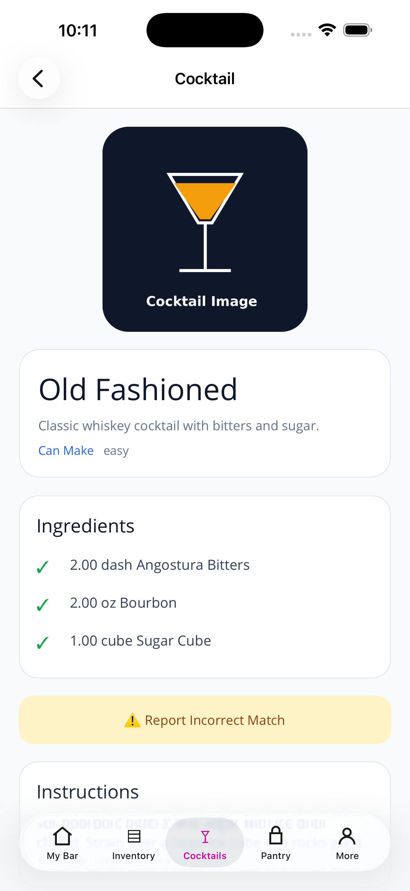 PourIQ cocktail ingredients and availability
