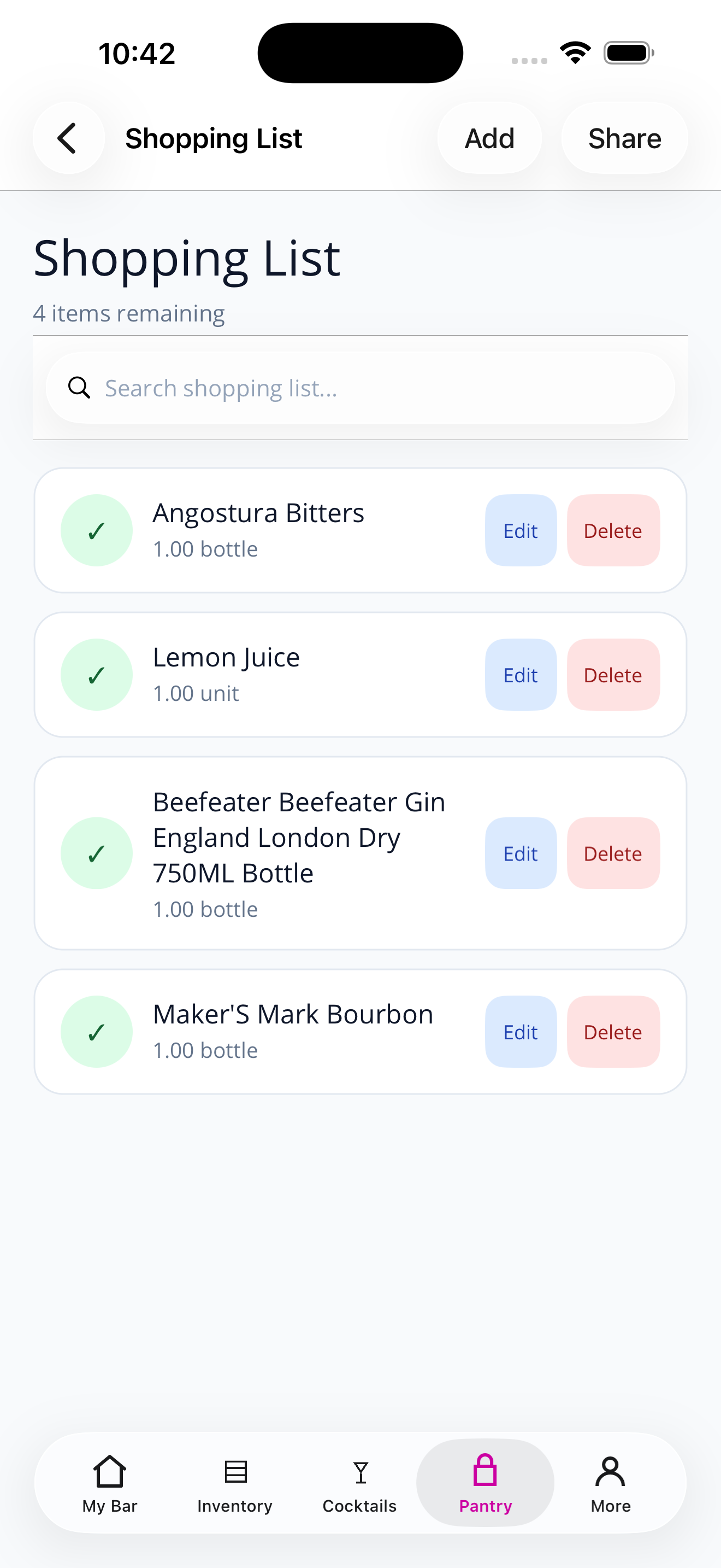 PourIQ smart shopping list